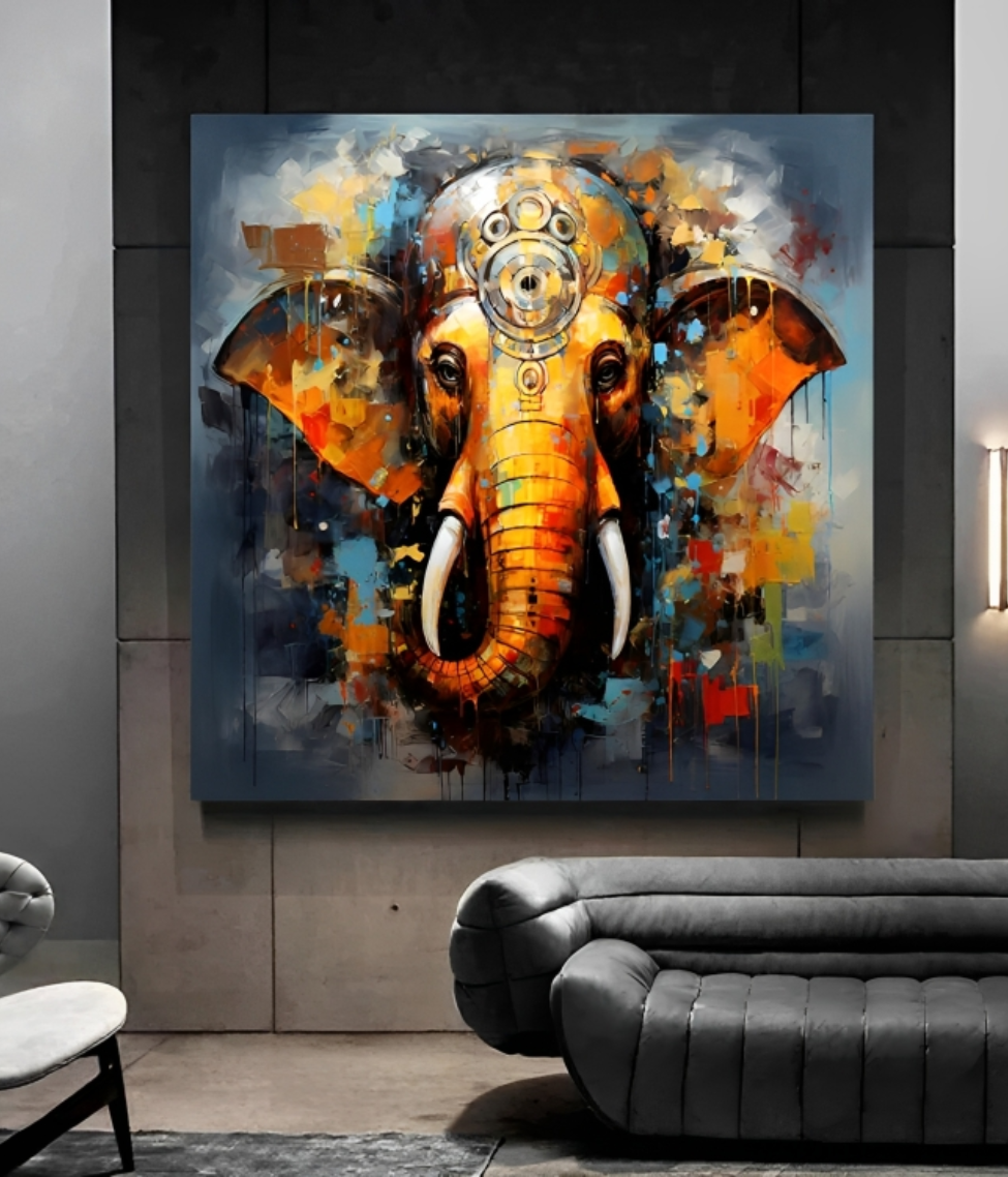 Abstract Ganesha Painting - Image 1
